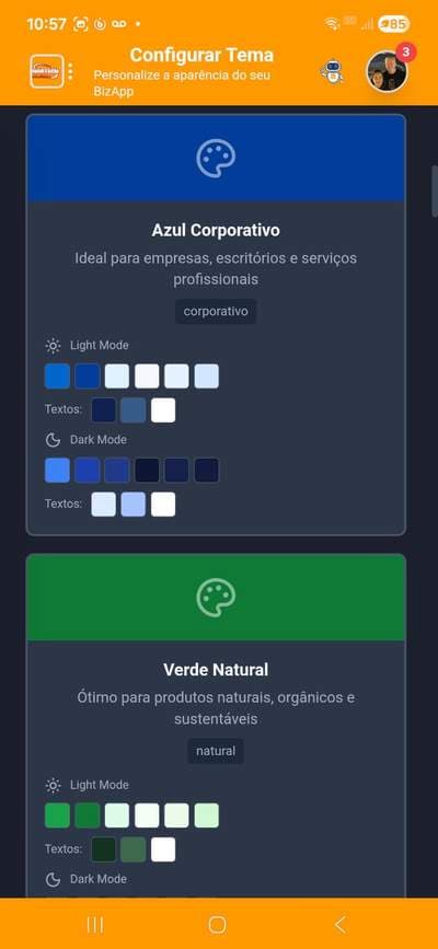 Temas Crimson e Aqua